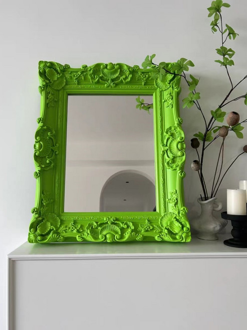 엔틱 북유럽 벽걸이 거울 장식 미러 사각형 네온 프레임 인테리어 전신 탁상 가정용, 03. 38x43cm, 03. 블랙