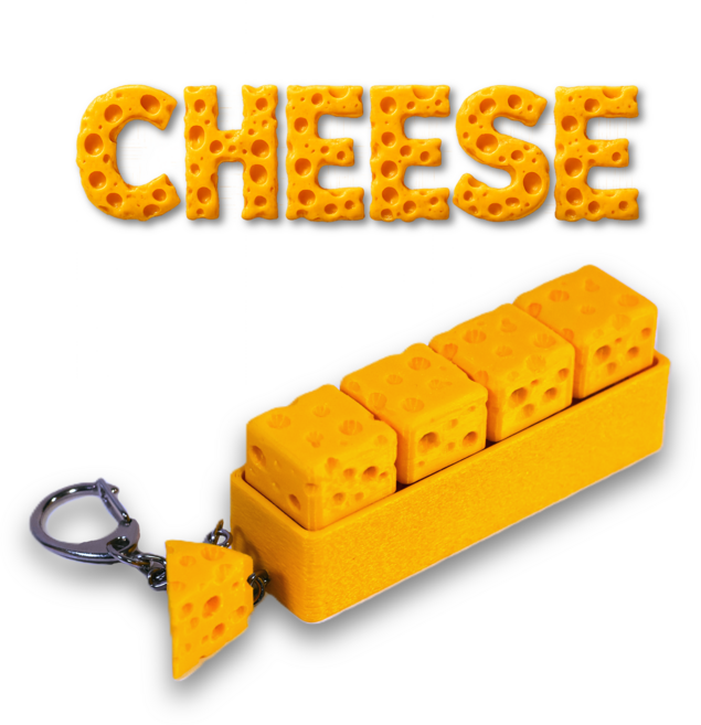 치즈 4구 키보드 키링 클리커 키캡 키홀더 열쇠고리 선물, 옐로우, 청축, 1개