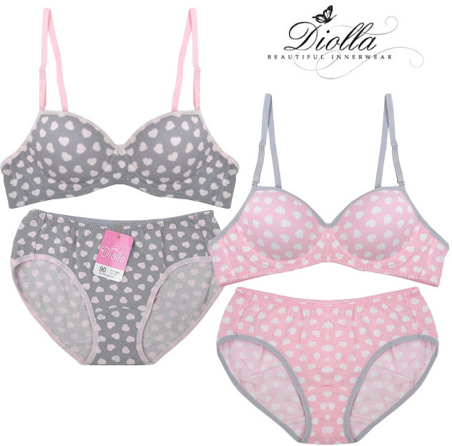 디올라 국내생산 여성 하트나염 패션 몰드 브라 팬티 6484 브래지어
