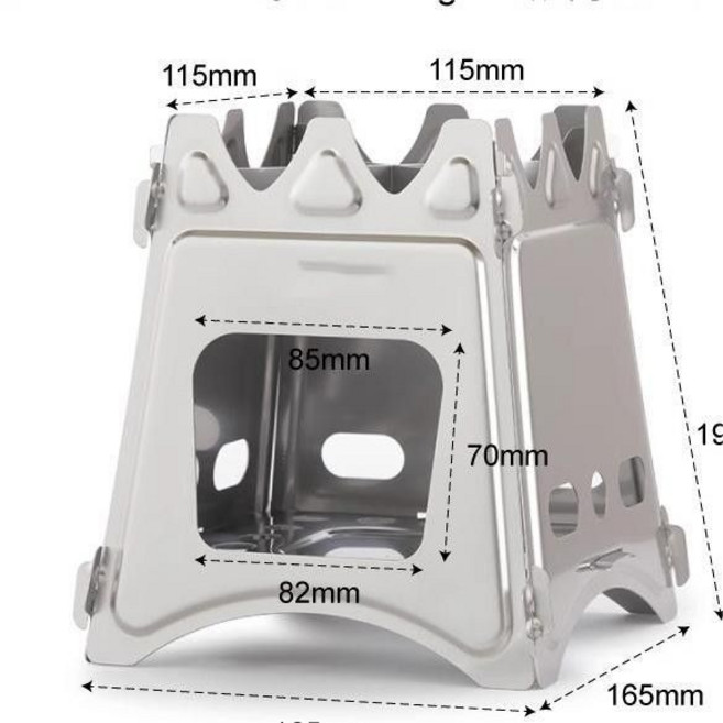 露營戶外便攜式柴火爐，超輕野外野炊卡片爐, 戶外爐,大號爐+水壺, 1個