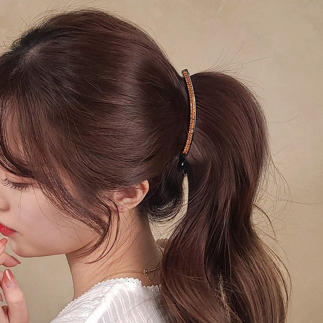 초콜리트쥬얼리 라이트 11컬러 큐빅 웨이브라인 슬림 포니테일 헤어 집게 바나나핀