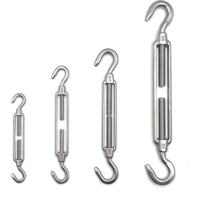 리우툴 스텐 후크 턴버클 규격 양방향 오픈 고리형 아이후크 천막 타프 와이어 체인 처짐방지 로프 길이 조절 고정 짜게, 스텐 후크 턴버클 8mm, 1개