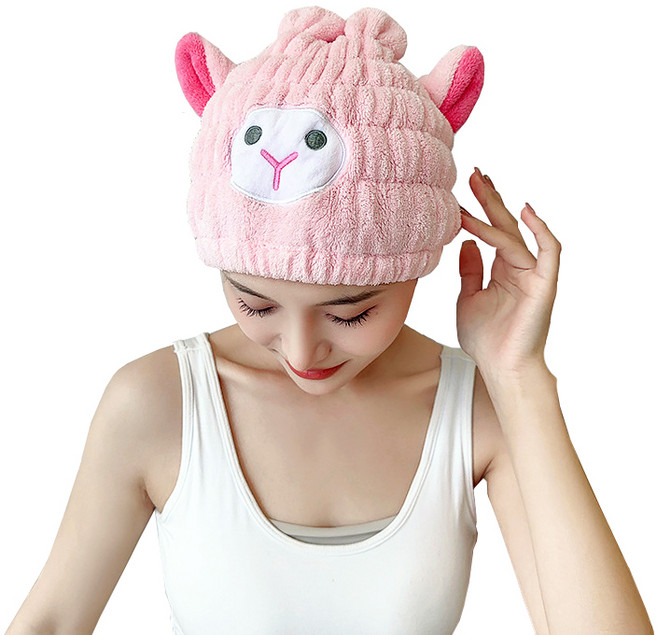 뷰레이터닷컴 양머리수건 드라이타올 극세사 머릿수건, 1개, 핑크