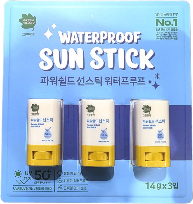 그린핑거 키즈 선케어 스틱 데일리, 14g, 3개
