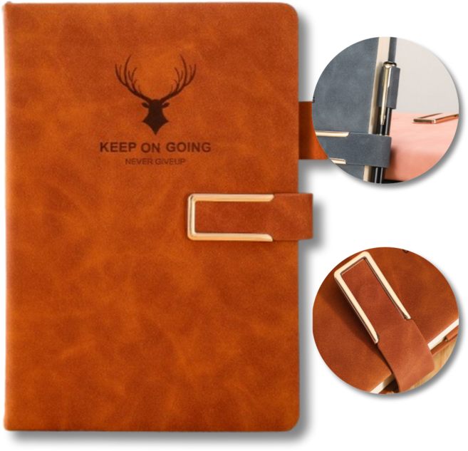 데일리퍼블릭 업무용 만년 고급 가죽 버클 다이어리, 브라운