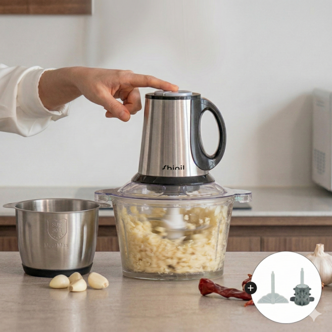 신일 전동 만능 다지기 대용량 3L 마늘까는기계 휘핑반죽모드 마늘 야채 고기 분쇄기 마늘박피기 쵸퍼
