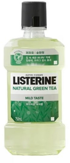 리스테린 내추럴 그린티 마일드 구강청결제, 750ml, 2개