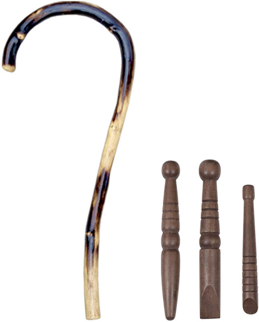 일체형 등나무 고리안마기 1개 + 지압봉 3개, 다크브라운