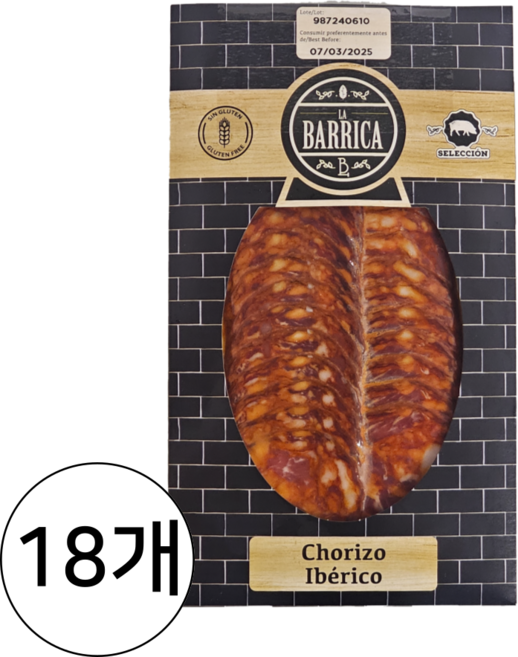 라바리카 이베리코 초리조 슬라이스, 18개, 100g