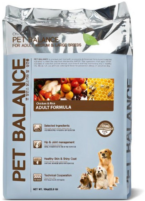 펫발란스 어덜트 강아지 포뮬라 건식사료, 닭, 10kg, 2개