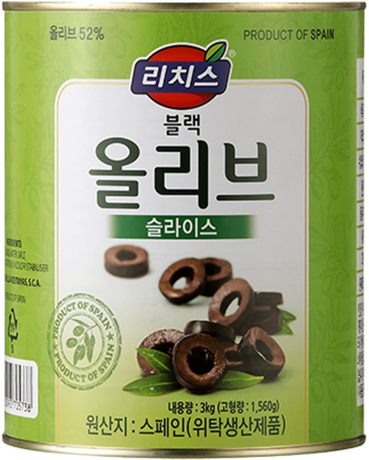 리치스 슬라이스 블랙 올리브, 3kg, 1개