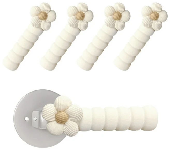 리엔떼 플라워 문콕방지 도어범퍼 문손잡이 보호쿠션 커버 4P, 아이보리 - 쿠팡