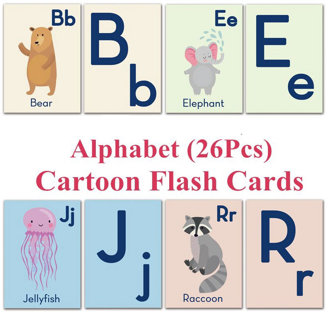 엄마랑 영어공부카드 전치사 번호 카드 게임 몬테소리 유아 장난감, Alphabet, 1개