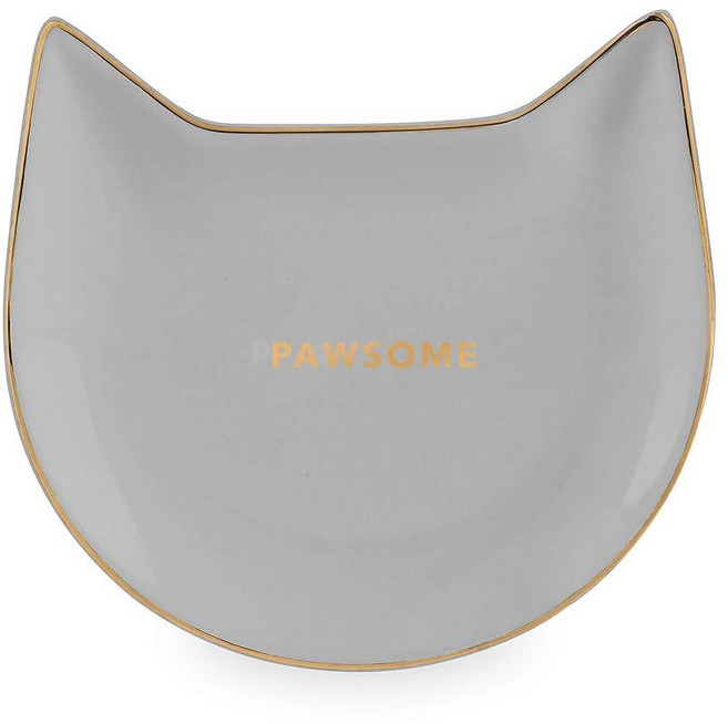 Pinky Up Pawsome 세라믹 티 트레이 장신구 접시 주얼리 트레이 티 파티 용품 커피 테이블 액세서리 서빙웨어 10.2 x 10.2cm(4 x 4인치) 그