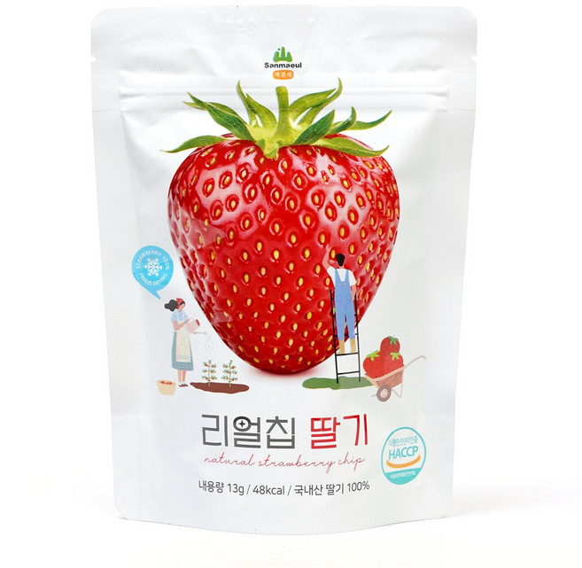 산마을 동결건조 리얼칩 딸기 국내산 과일칩 아이간식, 13g, 5개