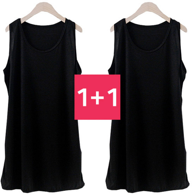 2장set 데일리 롱 나시 여성 빅사이즈 1+1 코디 기본 레이어드 무지 민소매 이너 티셔츠 66-110