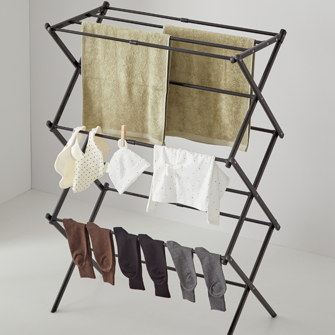 리스페토 빨래건조대 튼튼한 접이식 건조대, 올블랙