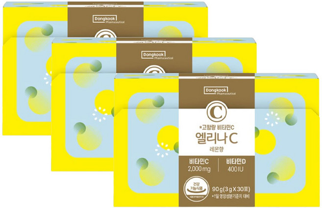 동국제약 엘리나C 고함량 비타민C 2000mg 비타민D 400IU, 90g, 3개