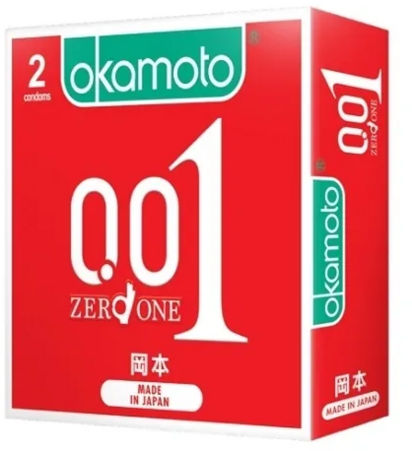岡本 001 0.01 日本首創最薄保險套 隱密包裝, 1個, 2個裝