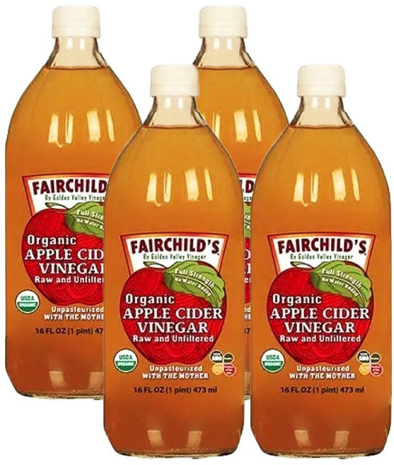 FAIRCHILD'S 費爾先生 有機蘋果醋, 4個, 1個裝, 473ml