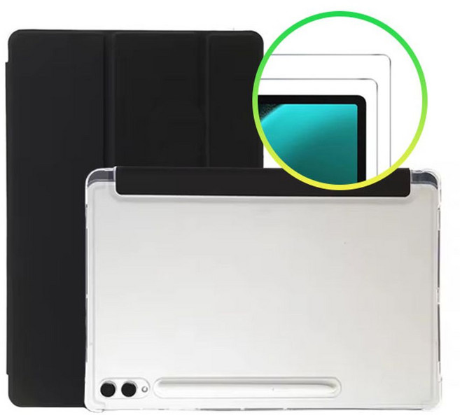 갤럭시탭S9 울트라 마그네틱 케이스+액정보호필름 2매, 블랙 - 강화 필름 2매, 본상품선택