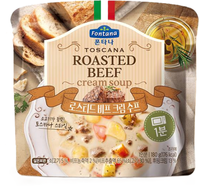 샘표 폰타나 토스카나 로스티드 비프 크림 수프 180g, 9개
