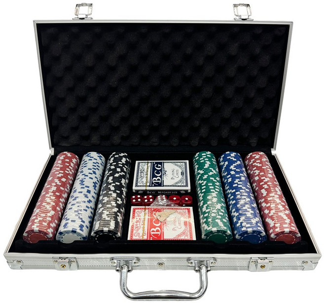 300片 遊戲籌碼組 德州撲克手提箱套裝, 1個