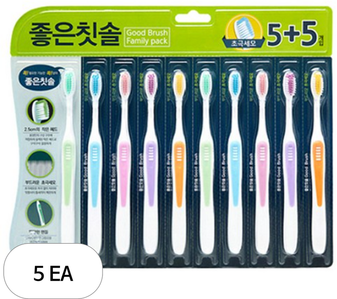 좋은칫솔 초극세모, 10개입, 5개