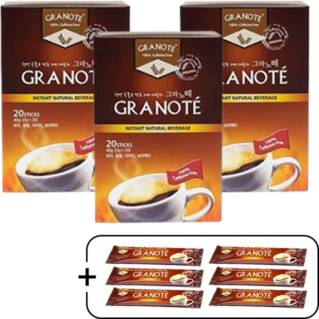 그라노떼 임산부커피 커피대용차 곡물차 스틱 20T 2+1 샘플 6개증정, 3개