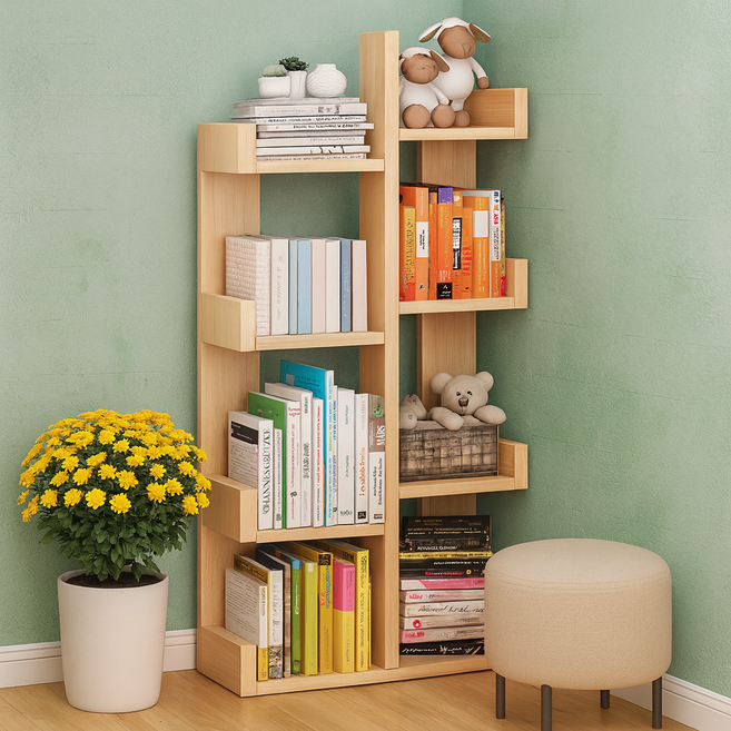 심플 오픈 책장 다층 수납 선반 북선반 다용도 정리 미니 책꽂이 책상 북앤드 책장겸수납장 간이 서랍 북 wd_381897, 4단, 리키 책꽂이