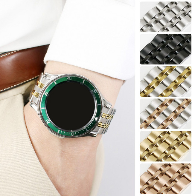 오르몽트 (세트) 7선 날개형 스트랩 세트 갤럭시워치4 클래식 46mm 42mm 호환 (메탈스트랩+베젤링+보호커버), 6)골드콤비+TPU하프실버+(45), 1개