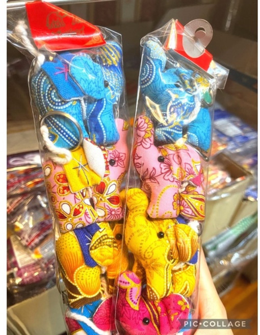 可愛大象造型布藝鑰匙圈 手工製作 吉祥如意 鑰匙收納裝飾品, 隨機, 無
