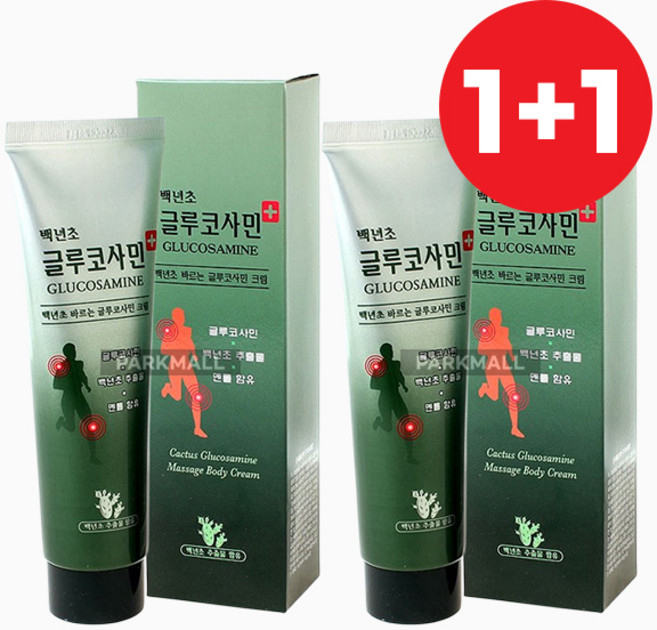 1+1 바르는 백년초 글루코사민크림 150ml (멘톨 근육 관절 매직쿨 무릎관절 어깨 허리 마사지 보습크림 연고), 2개