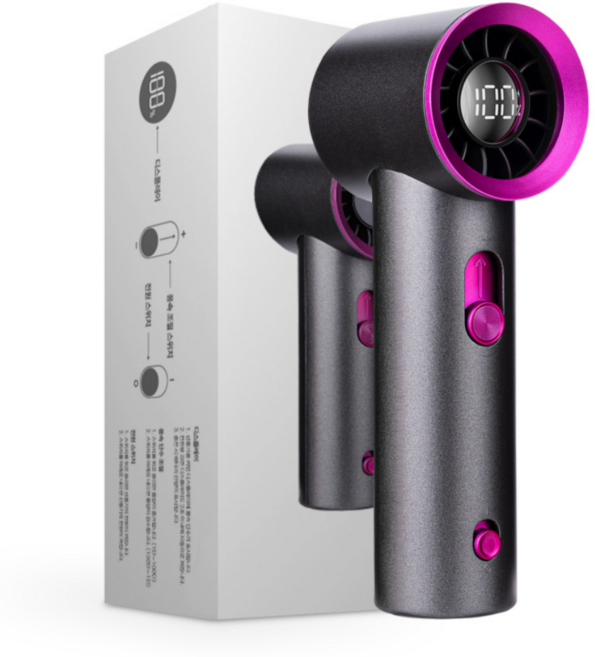 휘이스 초강력 미니 터보 무선 휴대용 선풍기 핸디팬, 핑크