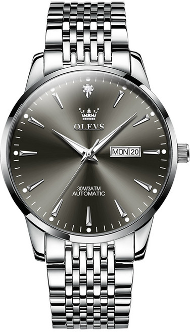 OLEVS 남성 명품 오토매틱 메탈 손목시계 30M방수 야광 100%정품 - 6635남