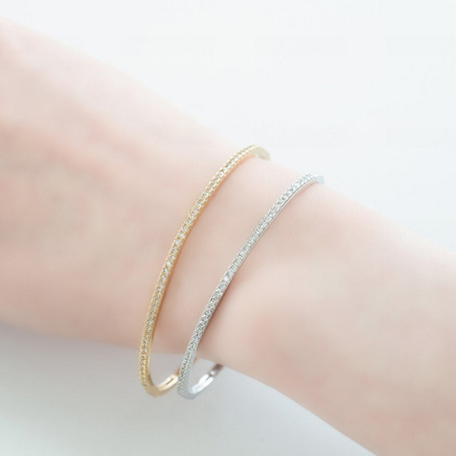디셈블링 큐빅라인 심플 뱅글 팔찌 925실버 알러지방지