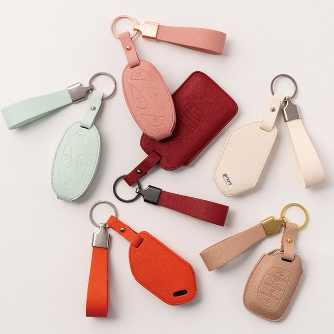 기아 호환 차키케이스 레이 모닝 더뉴레이 올뉴모닝 모닝어반 사피아노 가죽 차 키홀더 키링, 기아 D-1(무료각인), 샌드베이지