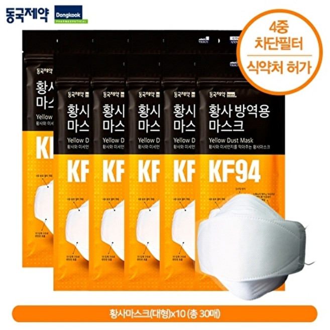 동국제약 KF94 황사마스크 대형, 3매, 10개