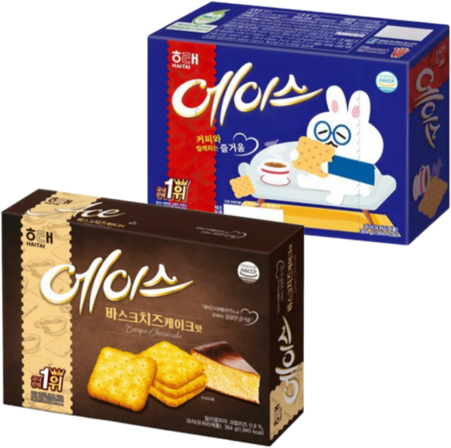 해태제과 에이스 오리지널1개 + 바스크치즈케이크1개, 바스크치즈 1개+오리지널 1개, 1세트, 728g