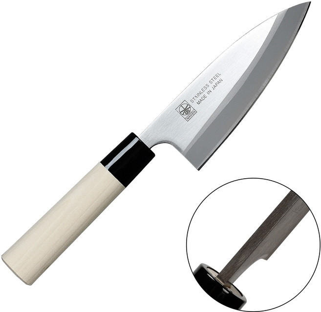 일본 NIKKEN 데바칼 일월도 나무손잡이 생선뼈칼, 혼합색상, 1개