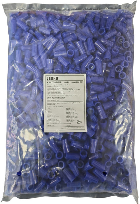 전오전기 와이어 커넥터 전선 연결 단자 회전형 콘넥타 스위치 콘센트 전등 전기용품 전기자재 P1 P2 P3 P4 P6 UL인증, P2 커넥터 청색 (1000개), 1개
