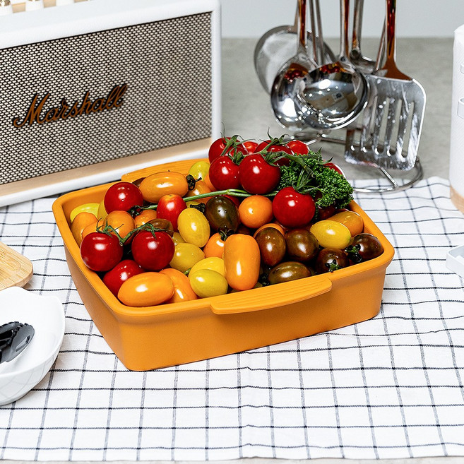 [한정특가] 소노리떼 국산 실리콘 전자레인지 전용 특대형 트레이(3.2리터), 카멜옐로, 1개