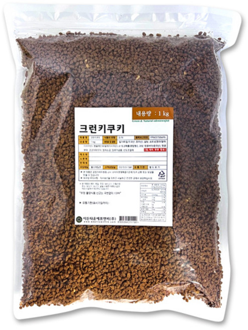 크런키쿠키 1kg/초코/크런키/쿠키/크런치/초코칩/초콜릿/초콜렛/음료/커피/토핑/오레오/프라페/제과/제빵, 1kg, 1개