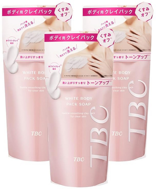 TBC 화이트 바디팩 소프 250g×3개 세트 바디워시 클레이팩 잡티 얼룩 각질 화이트클레이 함유 프레쉬 로즈의 풍부한 향기, 1개