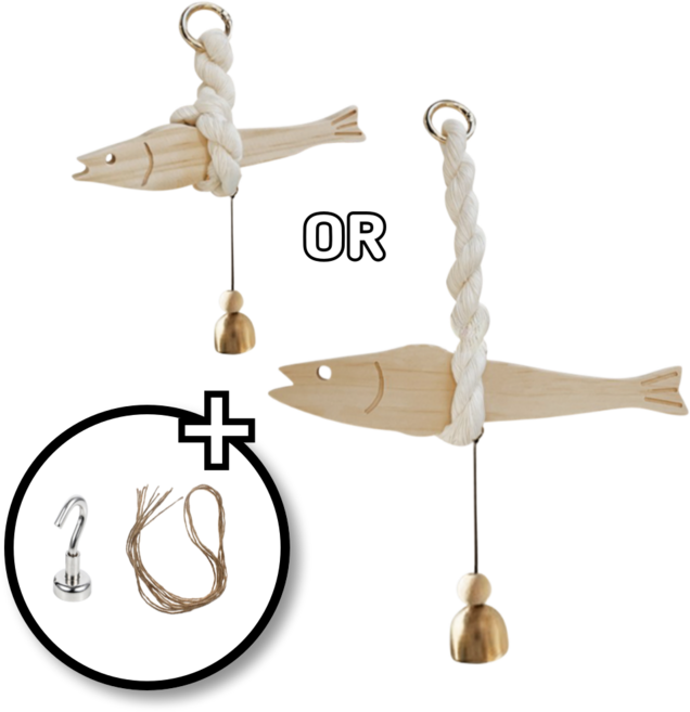 일리오시ILLIOSI 차량룸미러 현관도어벨 액막이 명태 + 고리자석 마끈