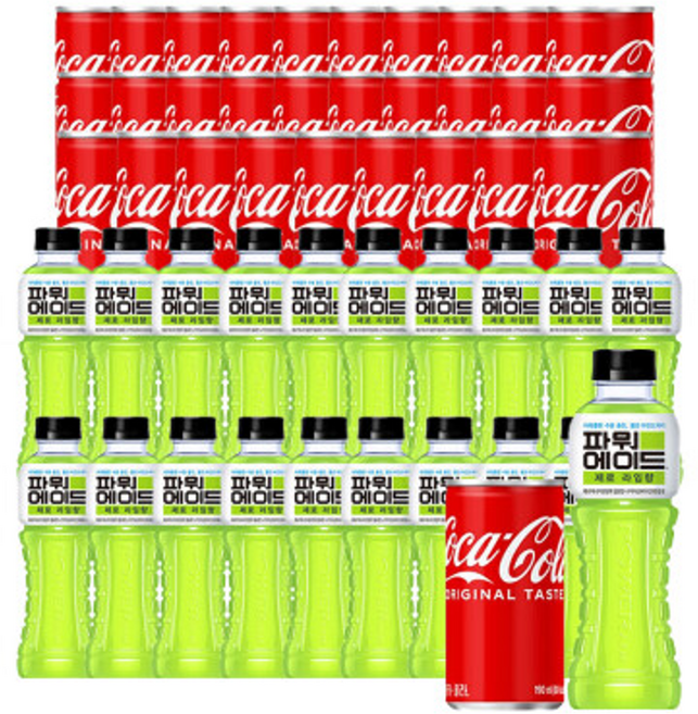 코카콜라 190ml 30캔 + 파워에이드 제로 라임향 600ml 20페트