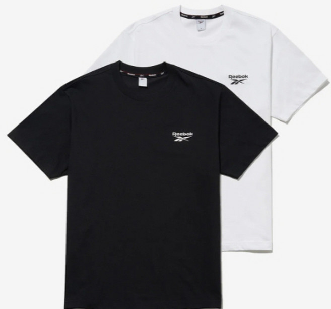 [국내매장판] 리복 반소매 에센셜 2PACK 티셔츠 - 블랙