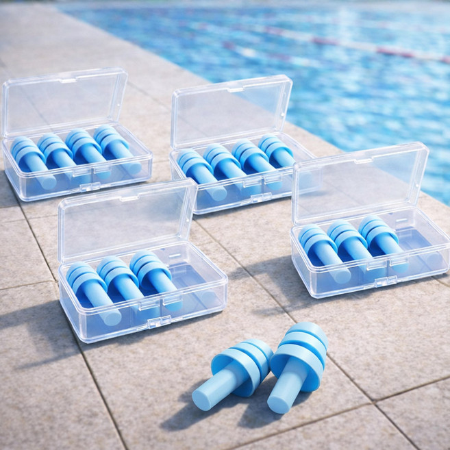 프랜베이 실리콘 소음방지 수영 귀마개 16p, 1세트, 블루