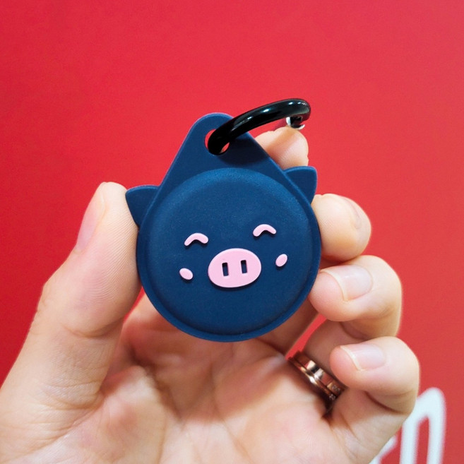 새끼 돼지 에어태그 케이스 실리콘 보호 슬리브 키링, 1개