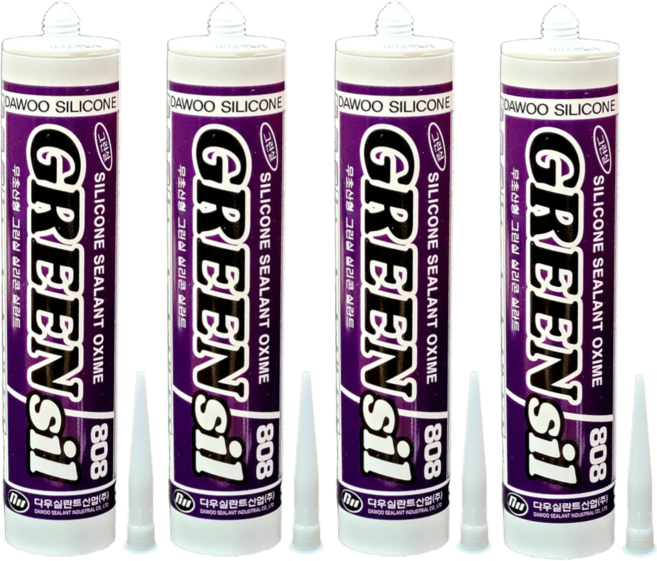 퀵마켓 다용도 그린씰 808 실리콘 4개 (노즐 4개 포함), 백색